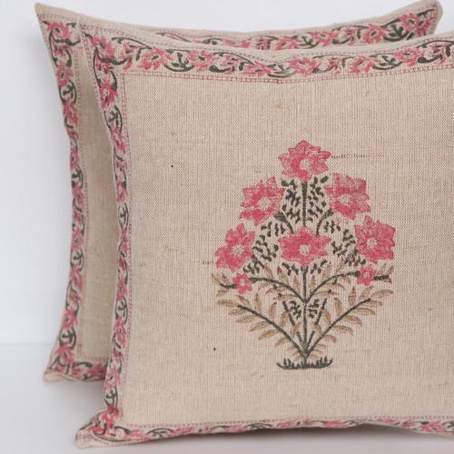 All Color Jute Block Printed Hand Print Cushion Cover