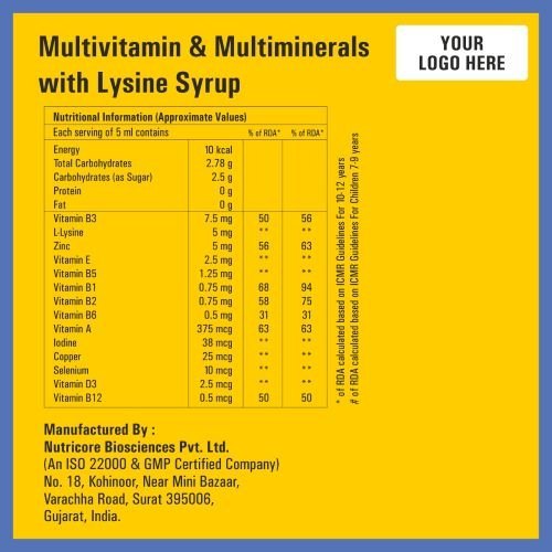 Multivitamin and Multiminerals With Lysine Syrup