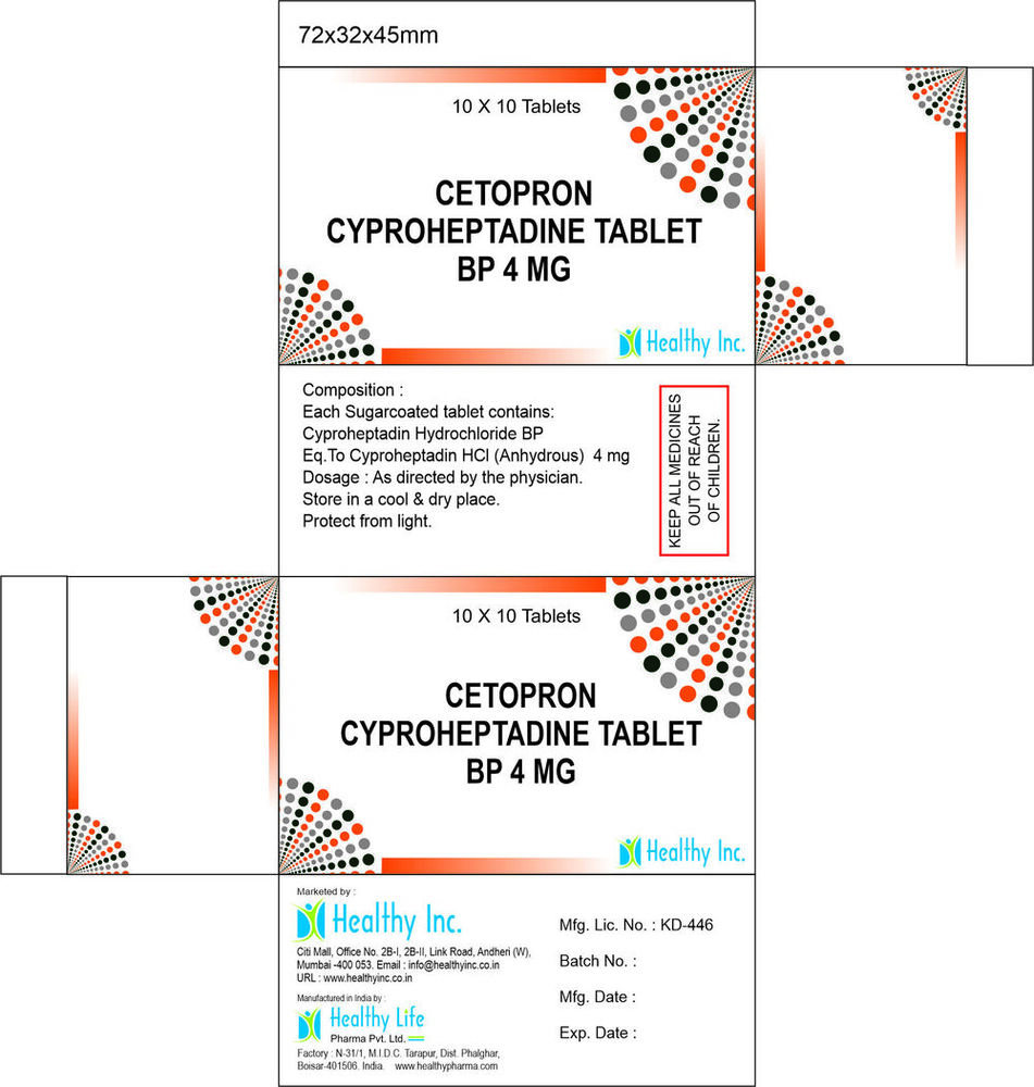 Cyproheptadin Tablets Generic Drugs