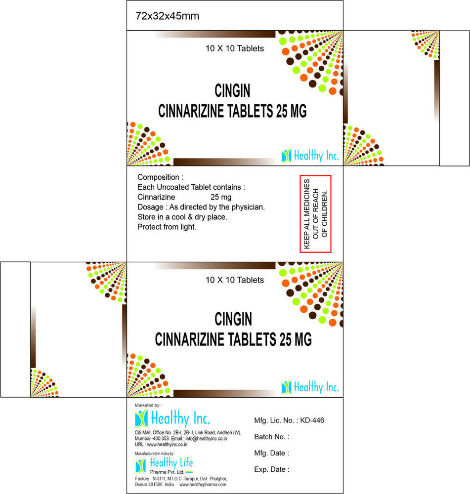 Cinnarizine Tablet Generic Drugs
