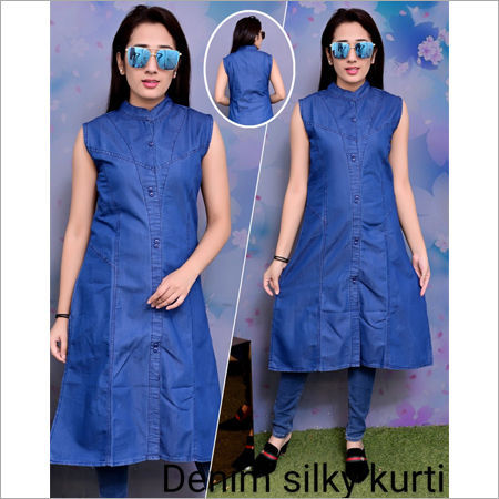 Denim Silky Kurti