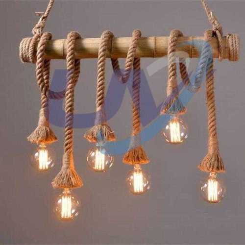 Hanging Rope Lamp with 6 Bulb