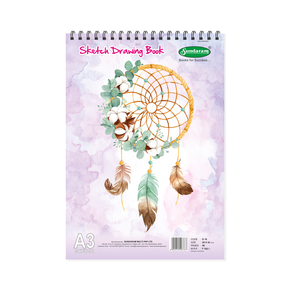 Sundaram Sketch Drawing Book - A3 - 56 Pages (D-16) Wholesale Pack - 24 Units