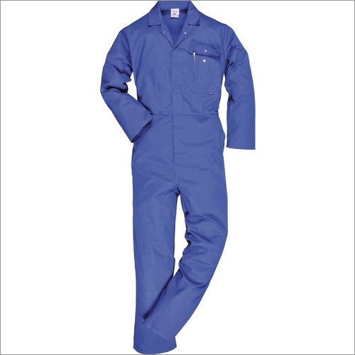 Blue Plain Cotton Boiler Suits