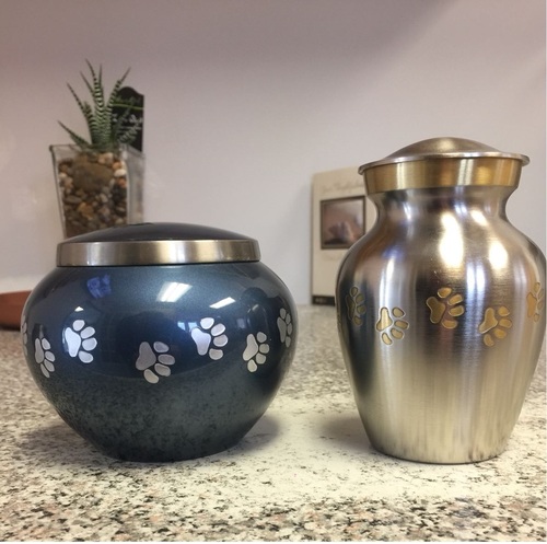 BRASS ODYSSEY WITH METAL PET CREMATION URN FUNERAL SUPPLIES