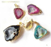 Natural Agate Geode Druzy Pendant