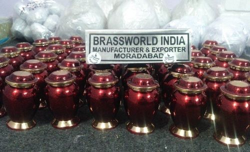 BRASS RED KEEPSAKE URN BY BRASSWORLD INDIA