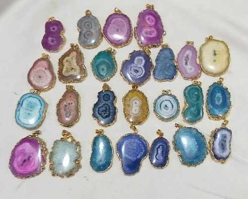 Agate Slice Electroplated Pendant By CRYSTALS AND MORE EXPORTERS