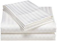 White Satin Stripe Hotel Bed Sheet Set