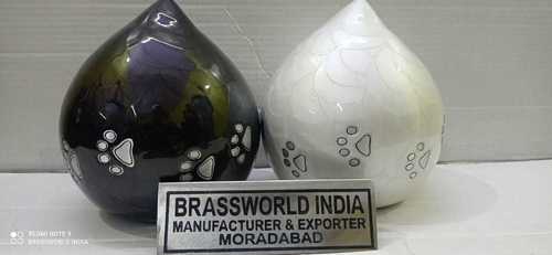 Aluminium Black And White Pet Paw Tear Drop Urn Funeral Supplies