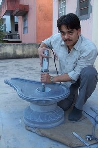 Washable Multicolor Marble Shivling Statue