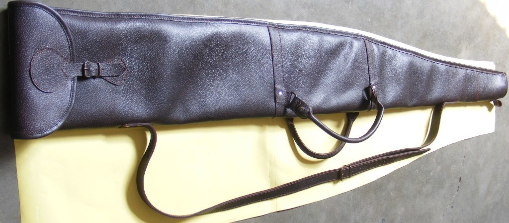 Black Leather Gun Cover 130cm Fur Lined