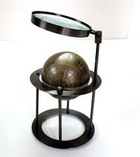Brass Table Top Magnifying Glass - Dia 8cm, 13cm Length, Two-tone Antique Finish | Handcrafted Nautical Design, Premium Brass And Aluminium