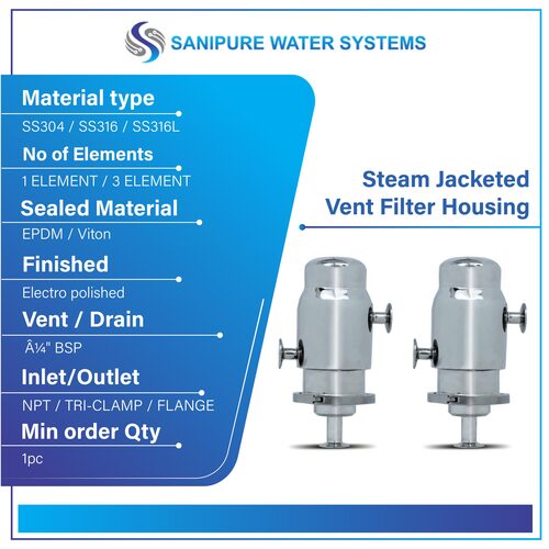 Stainless Steel Steam Jacketed Vent Filter Housing