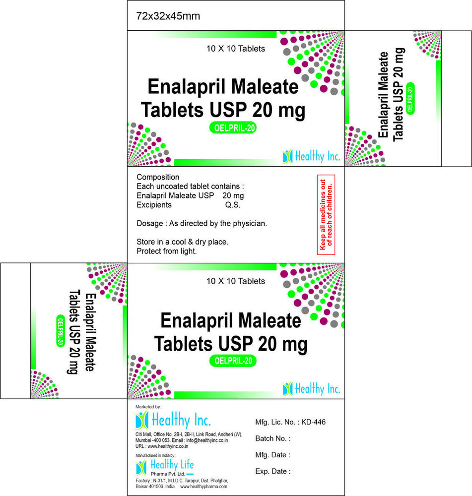 Enalapril Tablets By HEALTHY LIFE PHARMA PVT. LTD.
