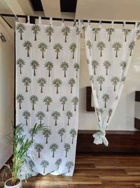 Palm Tree Handmade Block Print Curtain