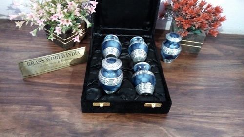 BRASS BLUE CLOUDED 4 PCS SET WITH BAND FUNERAL SUPPLIES