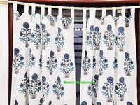 Indigo Buti  Blue Block Print Curtain