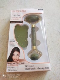 Flawless Jade Roller With Gua Sha Stone - Stone Material, Portable Design | Muscle Tension Relief, Lymphatic Drainage, Reduces Puffiness, Energizes Skin