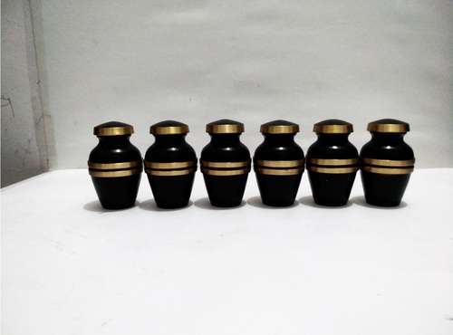 BLACK BRASS SHINING WITH TWO BAND KEEPSAKE FUNERAL URN FUNERAL SUPPLIES