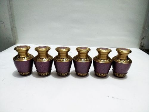 BRASS PURPLE WITH GOLDEN ENGRAVED KEEPSAKE CREMATION URN