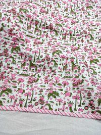 Animal Block Printed Kantha baby Quilts