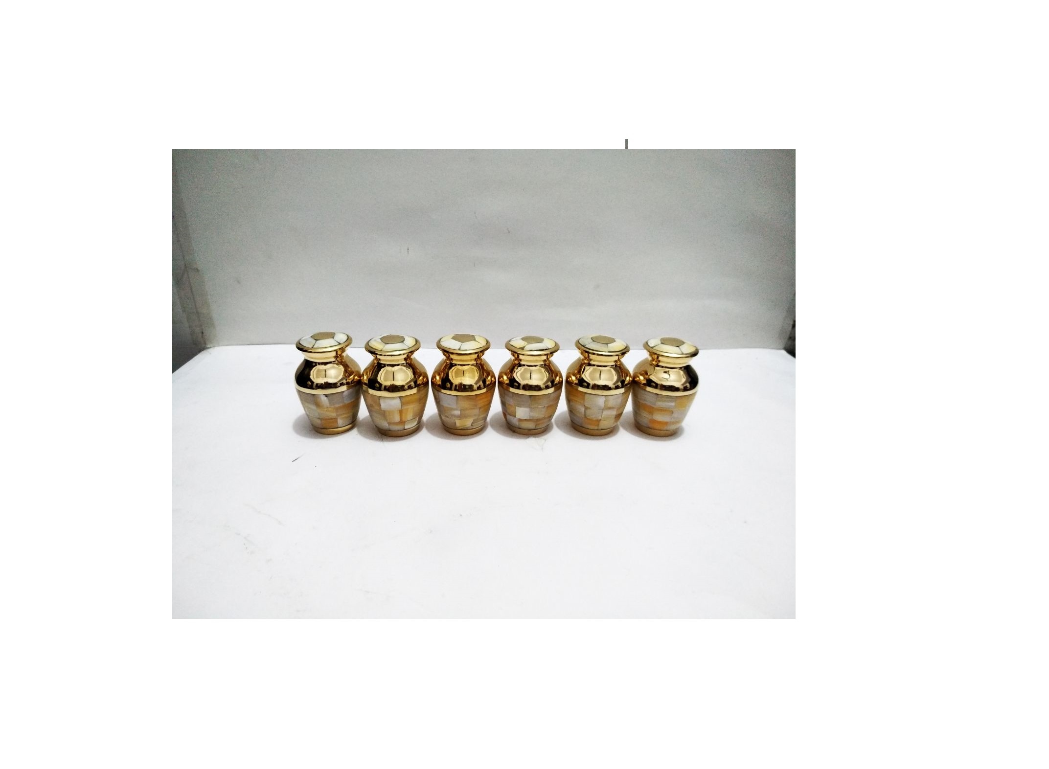BRASS MOTHER OF PEARL KEEPSAKE CREMATION URN FUNERAL SUPPLIES