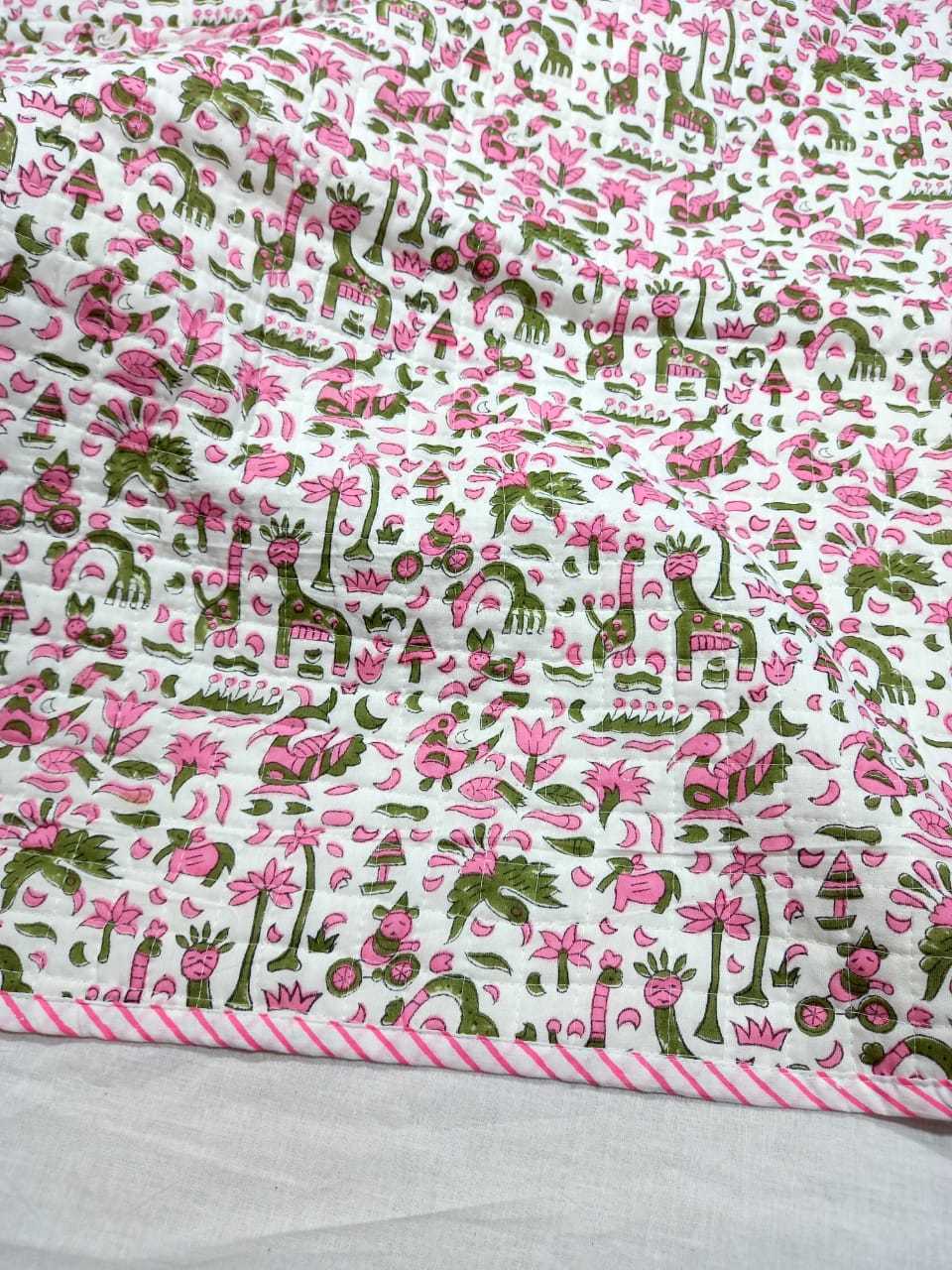 Floral Handmade Block Printed Baby Quilts