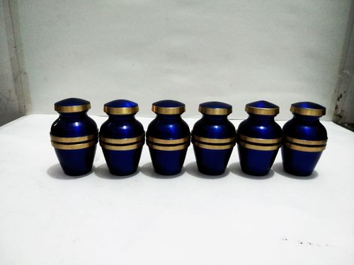 BRASS BLUE WITH TWO BAND KEEPSAKE URN FUNERAL SUPPLIES
