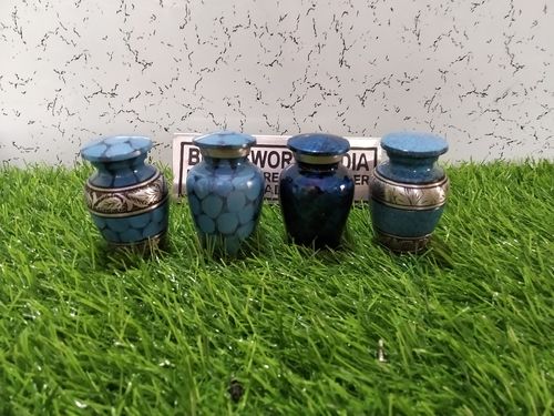 BRASS THREE TYPES OF BLUE KEEPSAKE CREMATION URN FUNERAL SUPPLIES