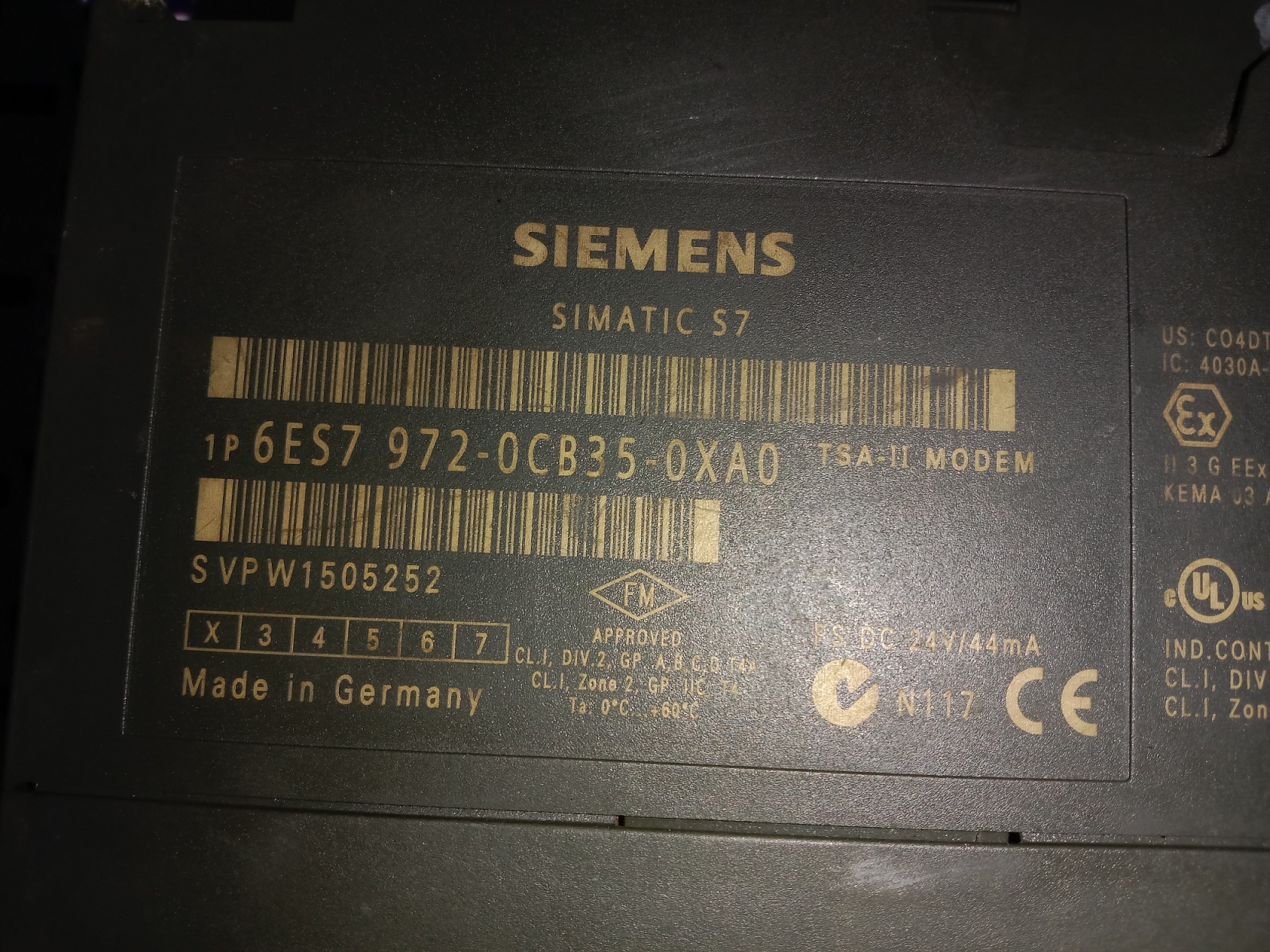 SIEMENS CONTROLLER PLC 6ES7 972-0CB35-0XA0