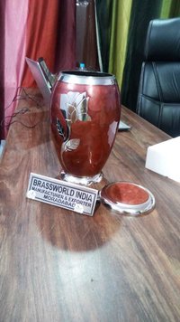 BRASS RED WITH SHINING SILVER ROSE ADULT URN FUNERAL SUPPLIES