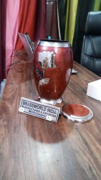 BRASS RED WITH SHINING SILVER ROSE ADULT URN FUNERAL SUPPLIES