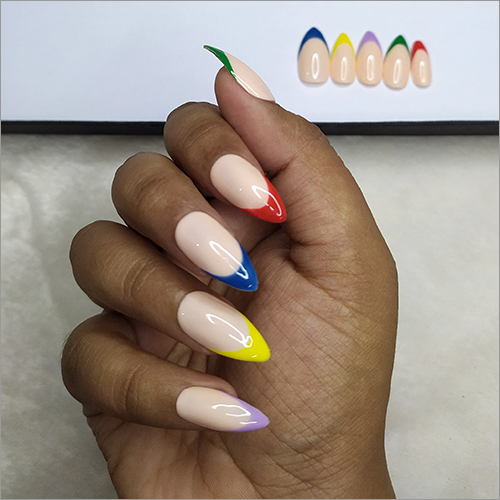 Glossy Colorful C French Press On Nails Set