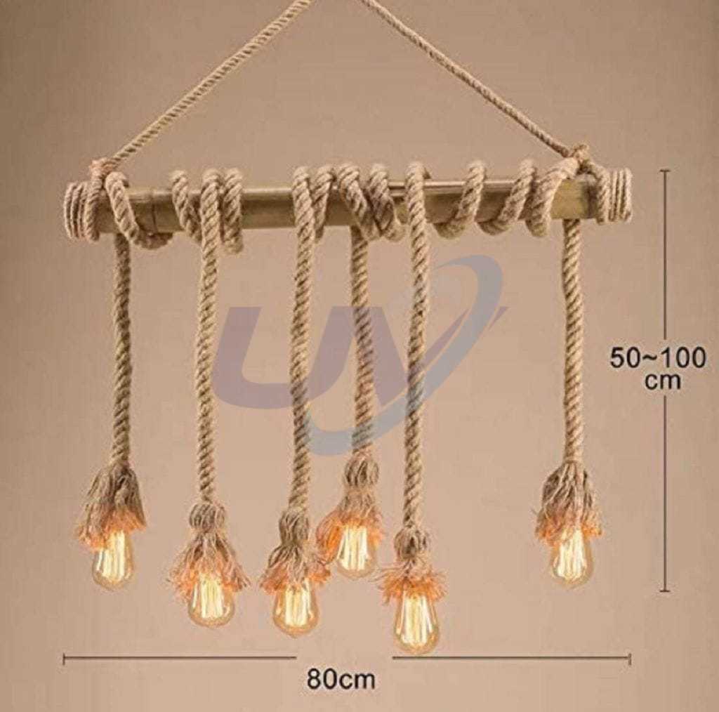 Hanging Rope Lamp with 6 Bulb