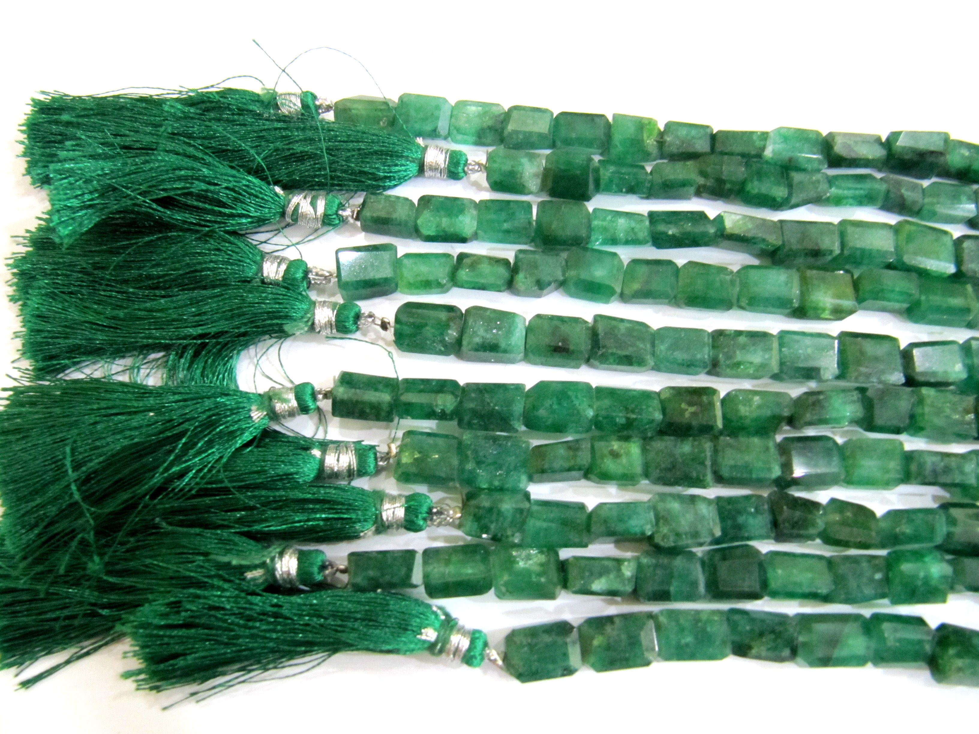 Natural Emerald Beryl Briolette Nugget Tumbled Beads