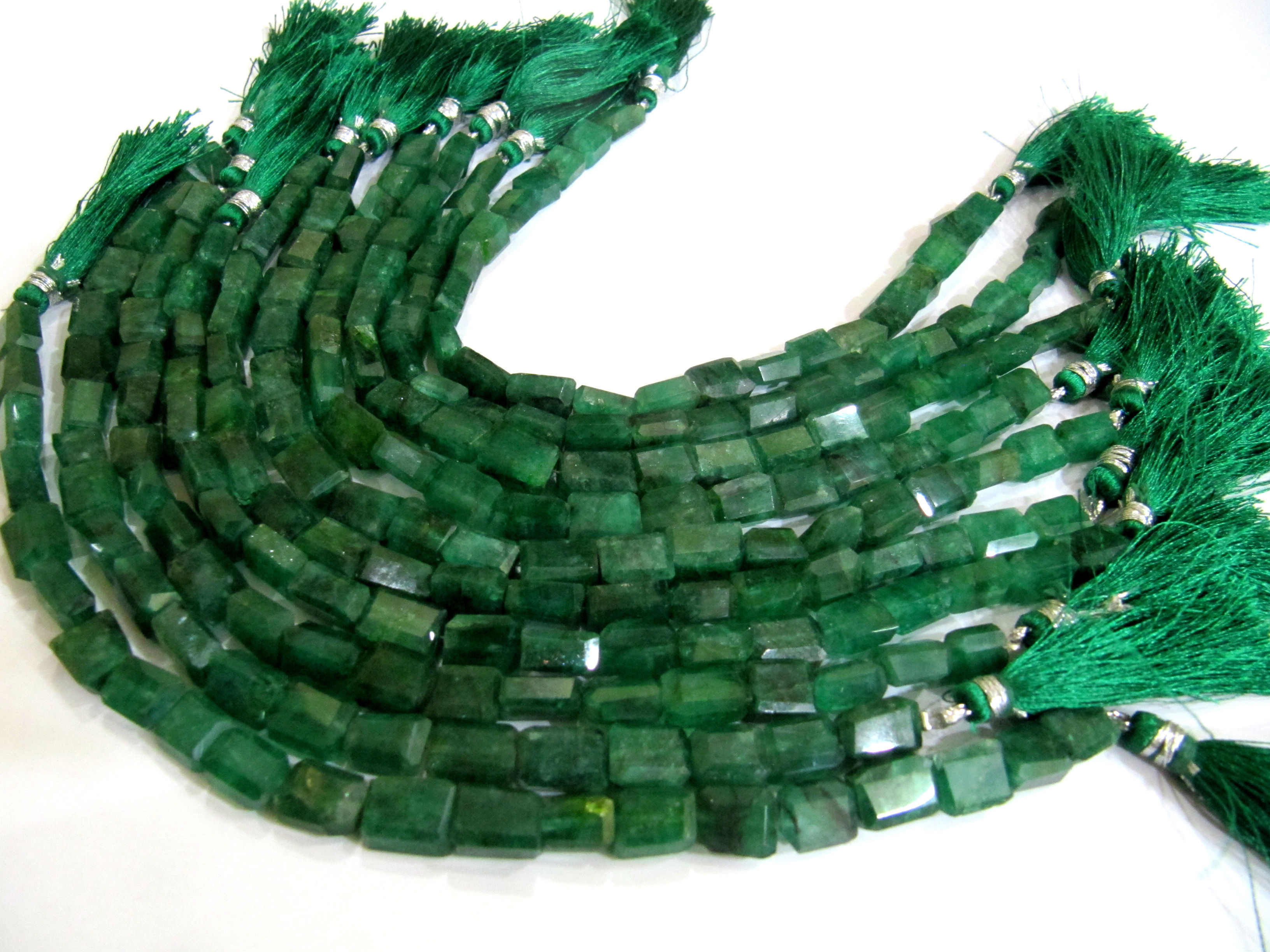 Natural Emerald Beryl Briolette Nugget Tumbled Beads