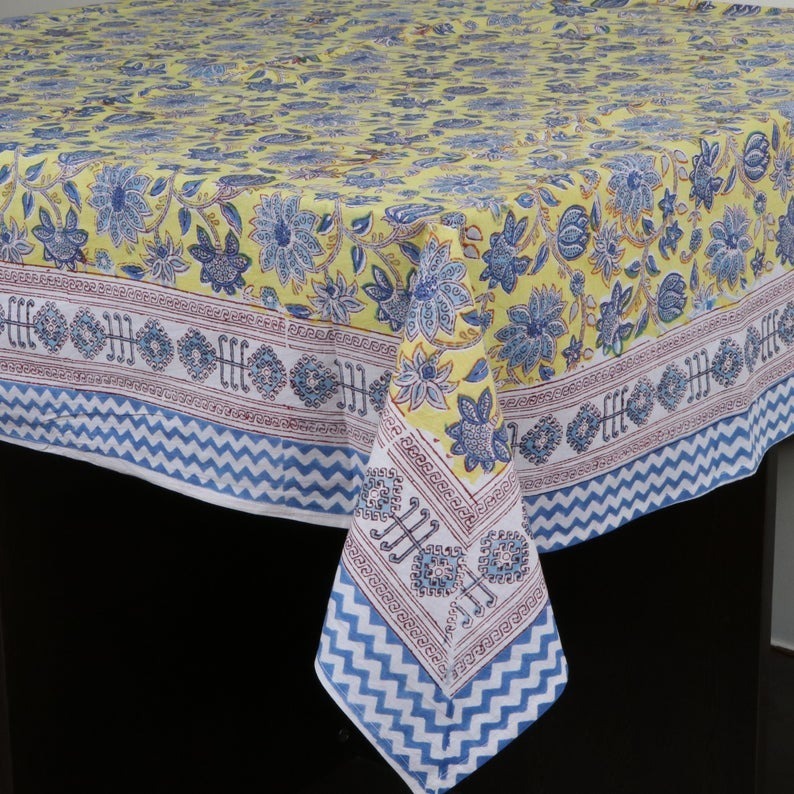 Hand Block Printed Cotton Table  Runner