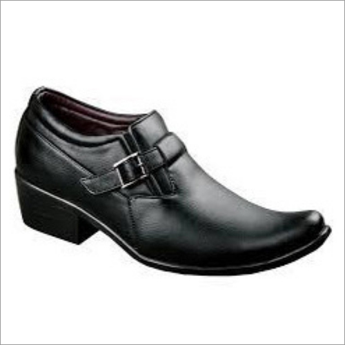 Men Black Pvc Formal Shoes Heel Size: Low