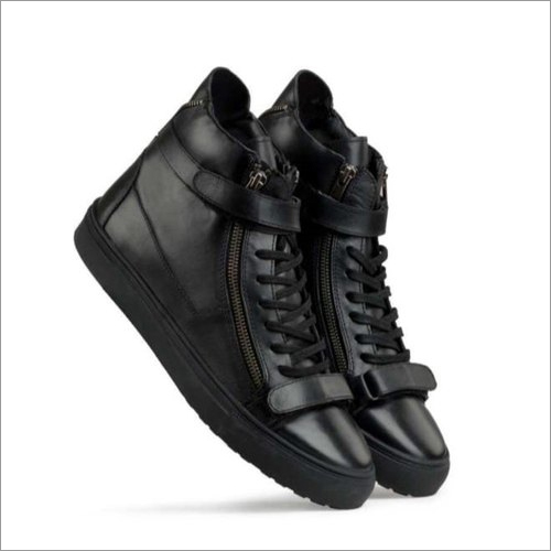 Spring Mens Black High Quality Rubber Leather Sneaker Shoes