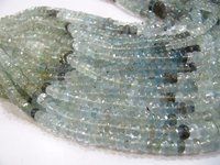 Natural Moss Aquamarine Rondelle Faceted Beads