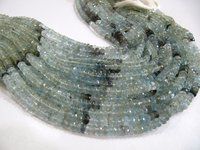 Natural Moss Aquamarine Rondelle Faceted Beads