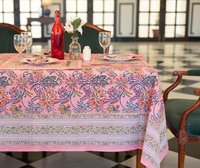 Beautiful Yellow Hand Print Table Cloth