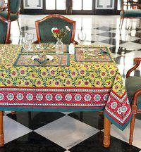 Beautiful Yellow Hand Print Table Cloth