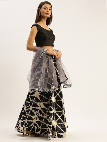 Zari Satin Silk Black Classic Lehenga Choli