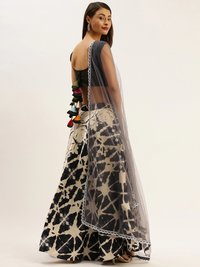 Zari Satin Silk Black Classic Lehenga Choli