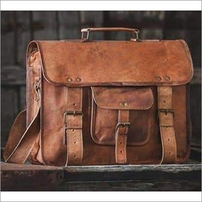 Brown Leather Messenger Laptop Bag