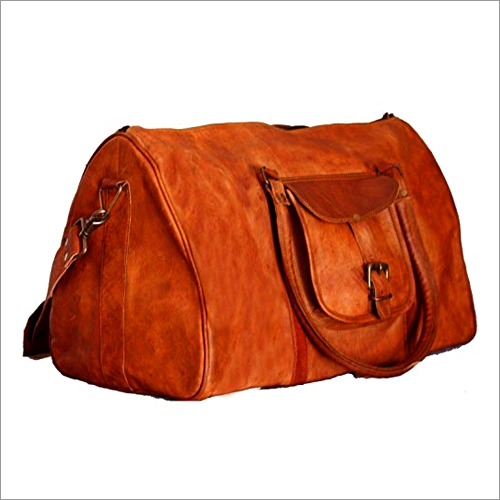 Brown Leather Duffle Travelling Bag