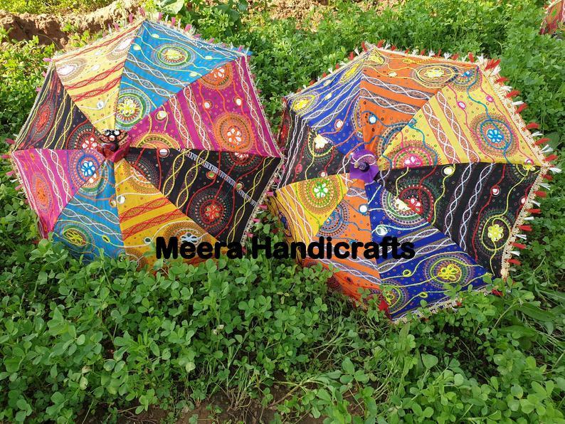 Decorative Hand Printed  Embroidered Umbrella