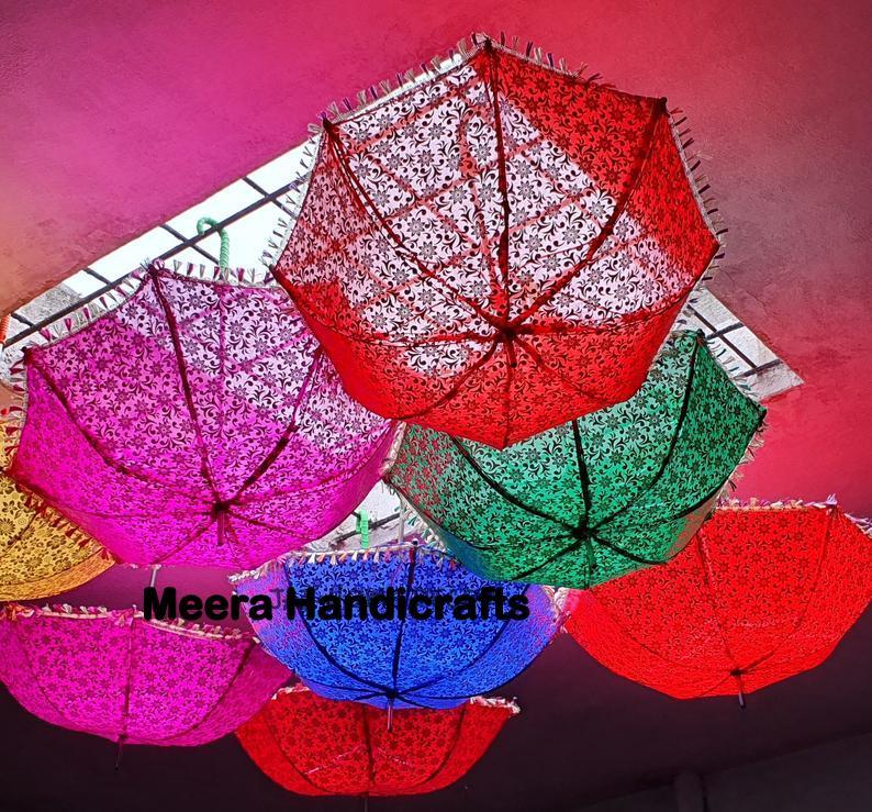 Bright Colorful Embroidered Umbrella